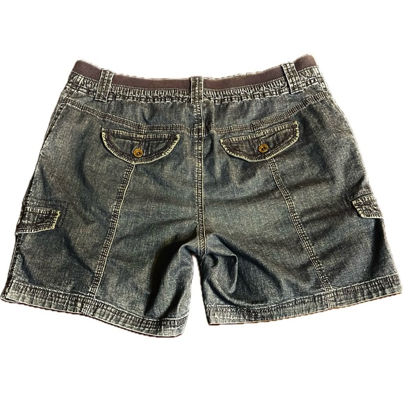 Woman’s cargo shorts elastic waist functional utility pockets front size 12 - Picture 9 of 13